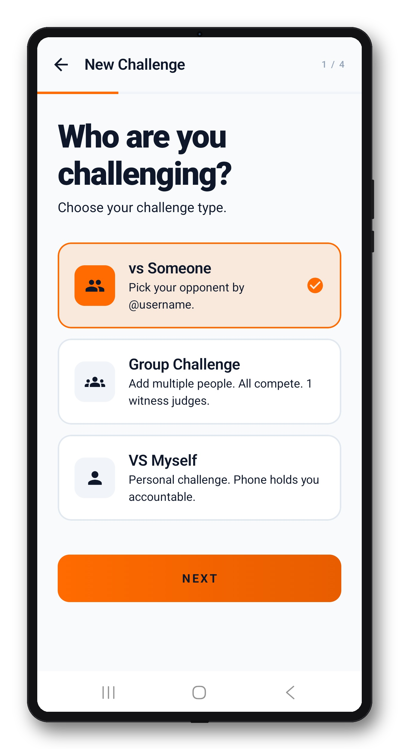 Step 1: choose who you want to challenge