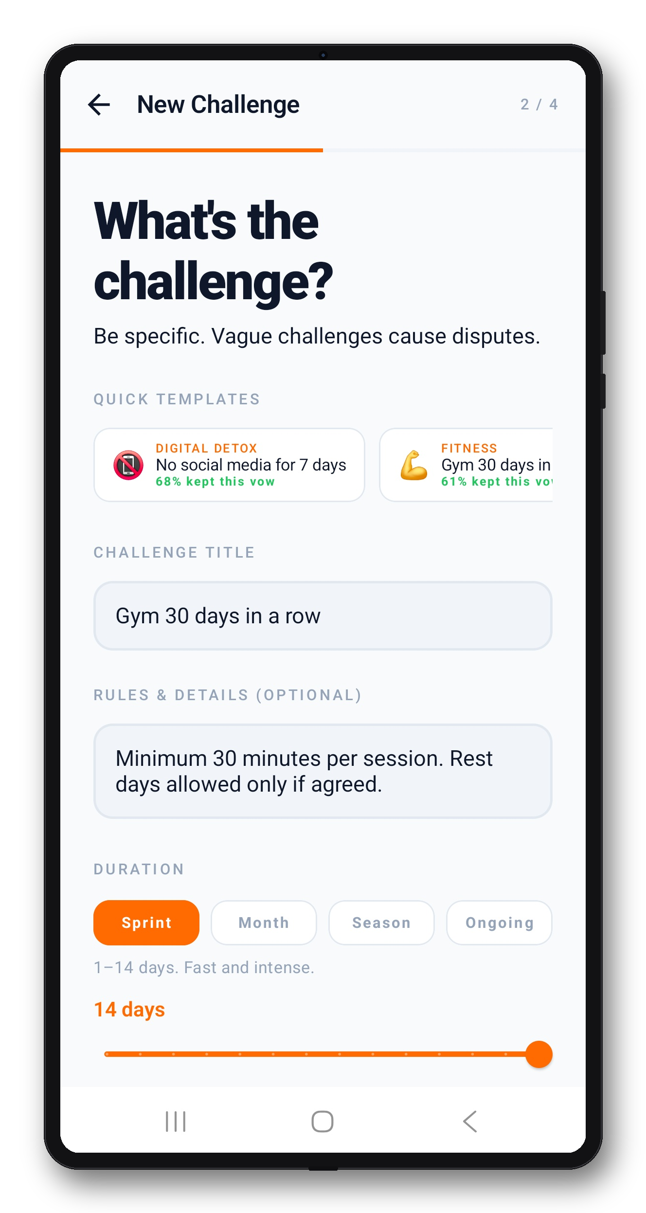 Step 2: define a clear challenge and duration